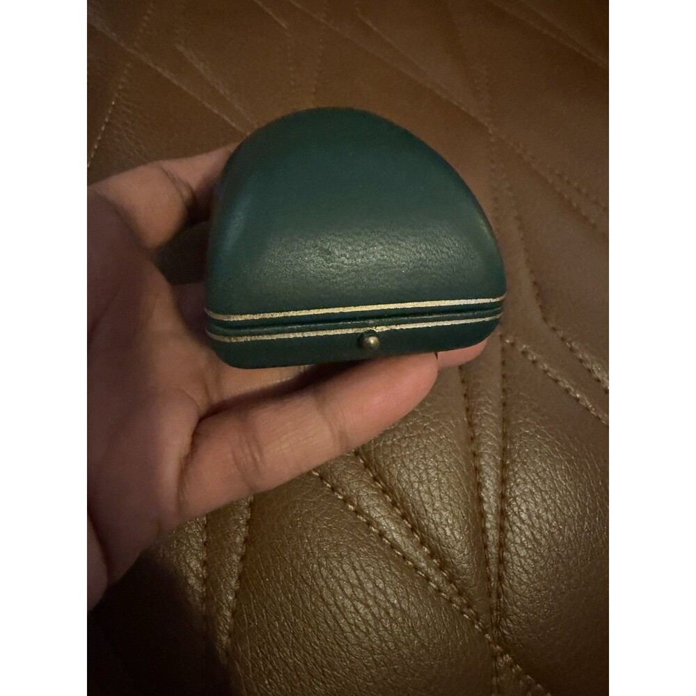 Vintage Green Gold Hard Case Presentation Box Single Ring Compromise RARE SHAPE